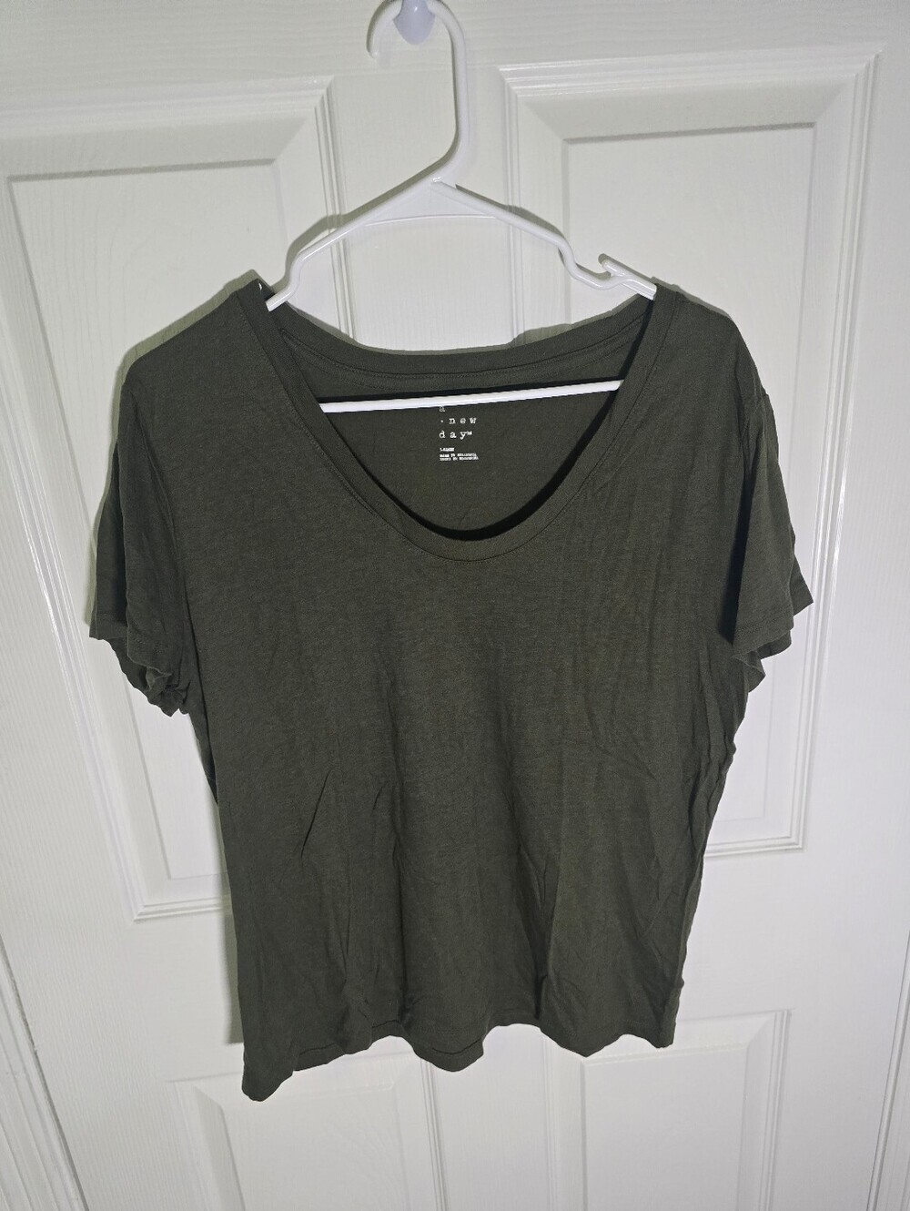A New Day Womens Green Casual Classic Tee Large